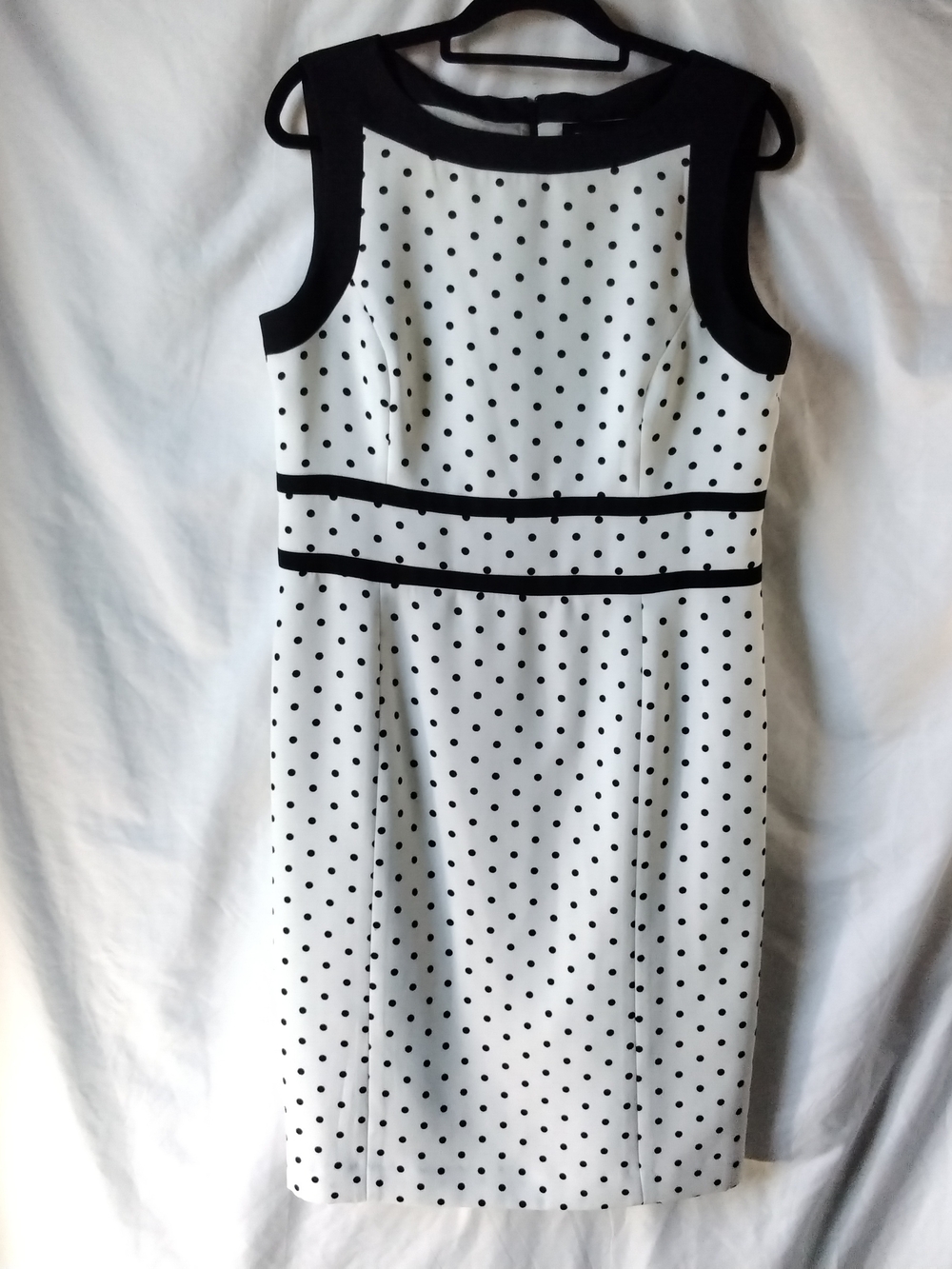Evan Picone Black and White Polka Dot Sheath Dress